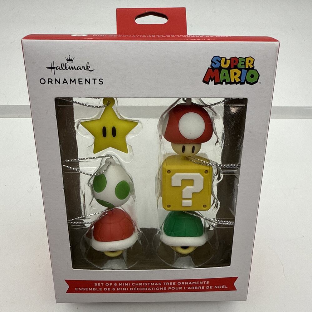 SET of 6 MINI HALLMARK ORNAMENTS ~ NINTENDO ~ SUPER MARIO ~ 2024 *NEW